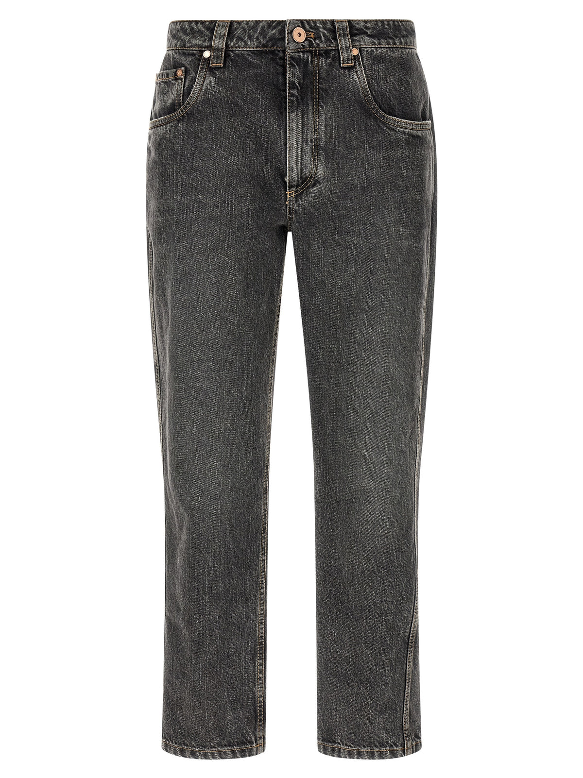 Brunello Cucinelli Gray Cotton Straight-Leg Women's Jeans