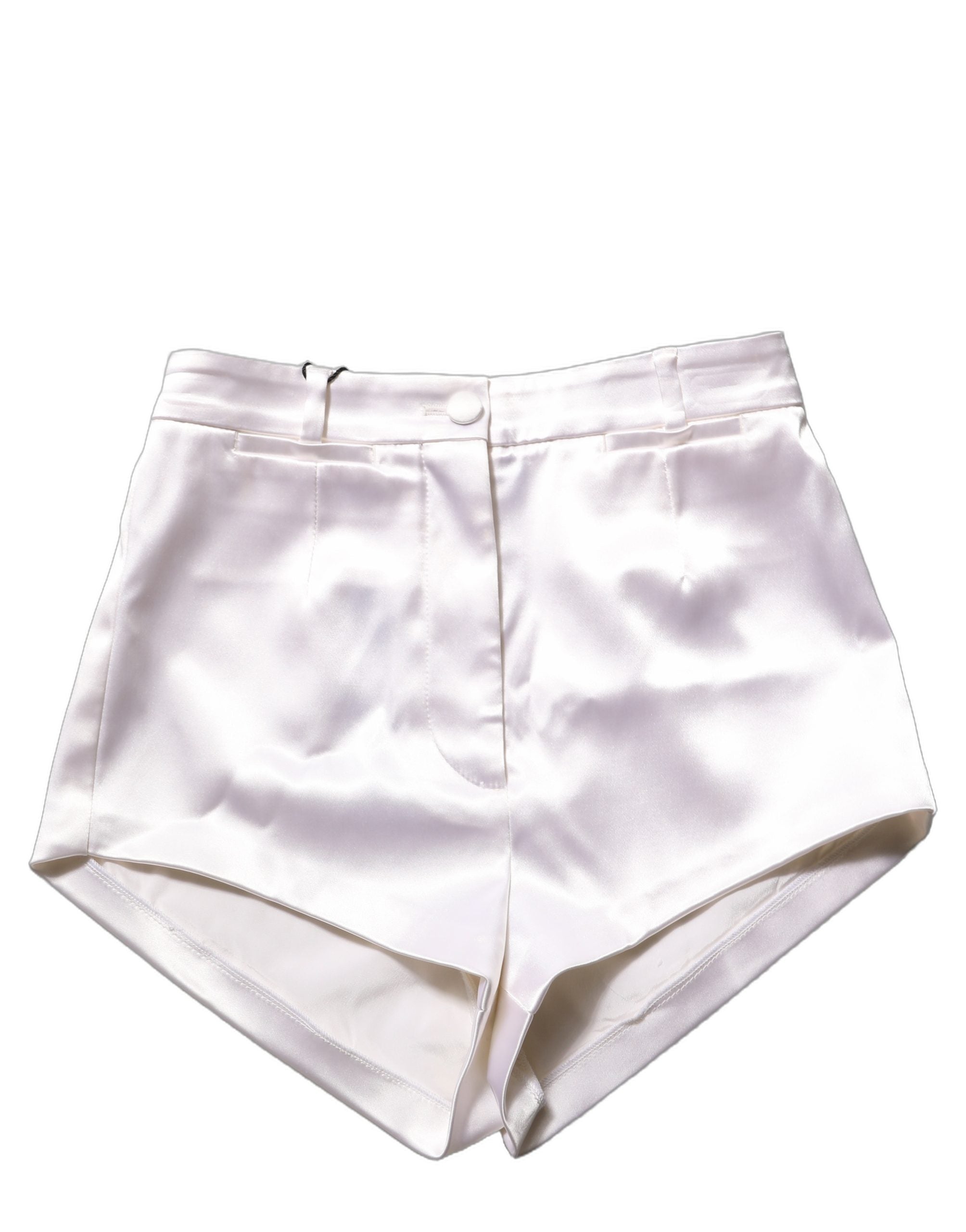 Dolce & Gabbana White Satin High Rise Women Hot Pants Women's Shorts (Pre-Owned)