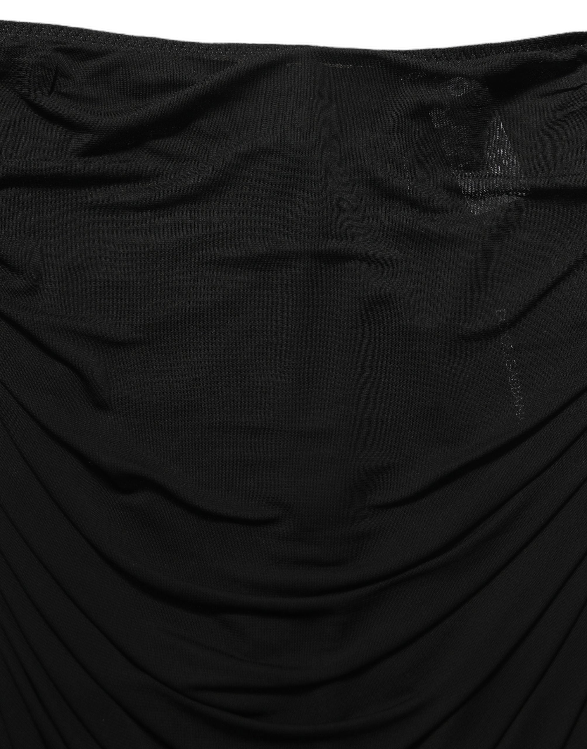 Dolce & Gabbana Black Viscose Mid Waist A-line Mini Women's Skirt (Pre-Owned)