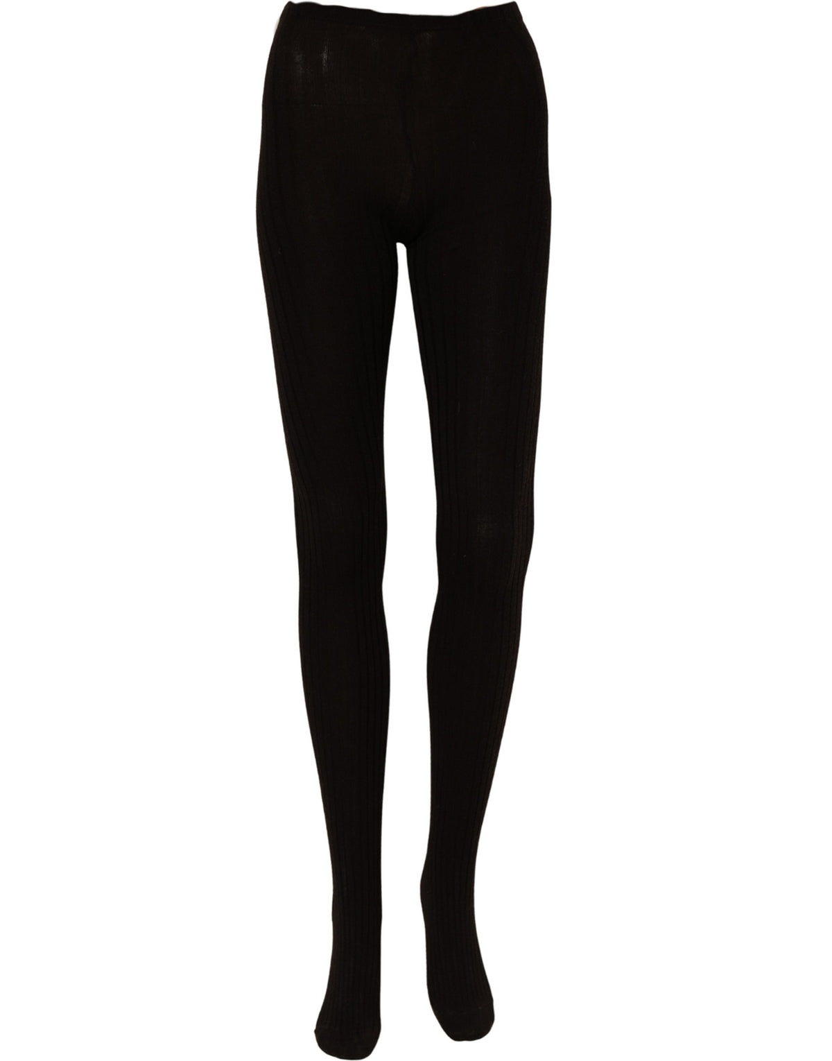 Dolce & Gabbana Black Wool Tights Stocking Pantyhose One Size Women's Socks