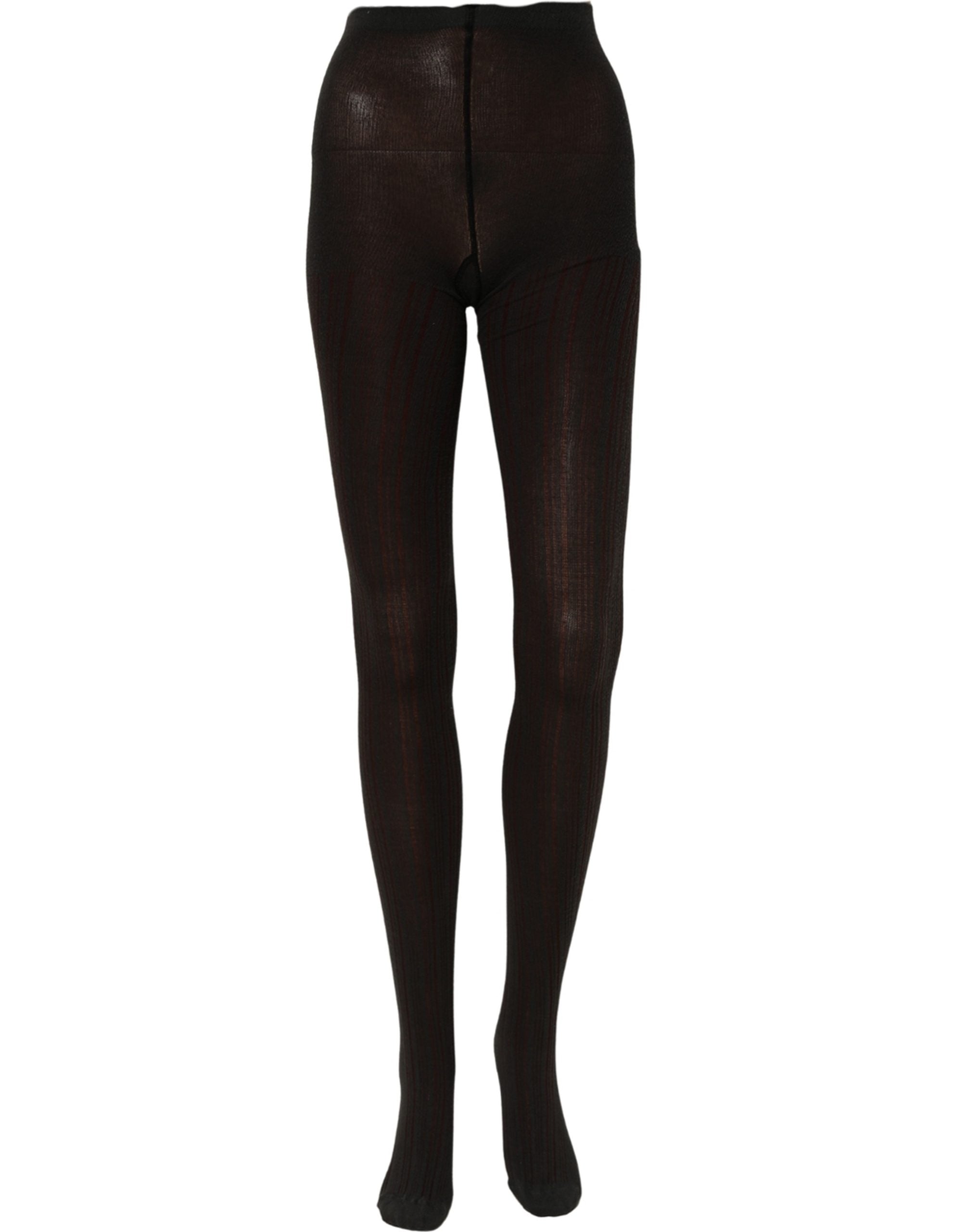 Dolce & Gabbana Socks Black Wool Tights Stocking Pantyhose One Women's Size (Pre-Owned)