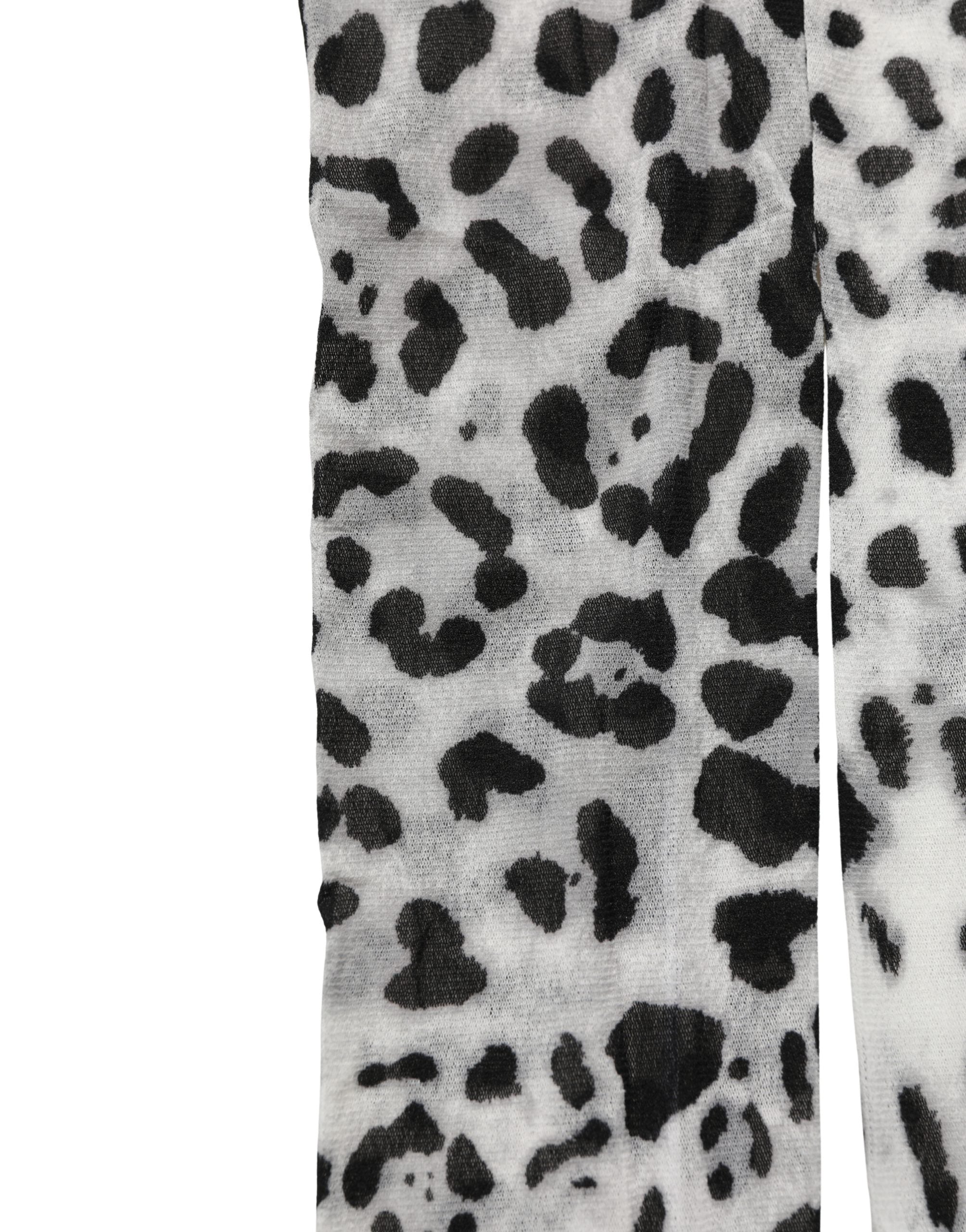 Dolce & Gabbana Gray Leopard Nylon Tights Stocking Pantyhose Women's Socks