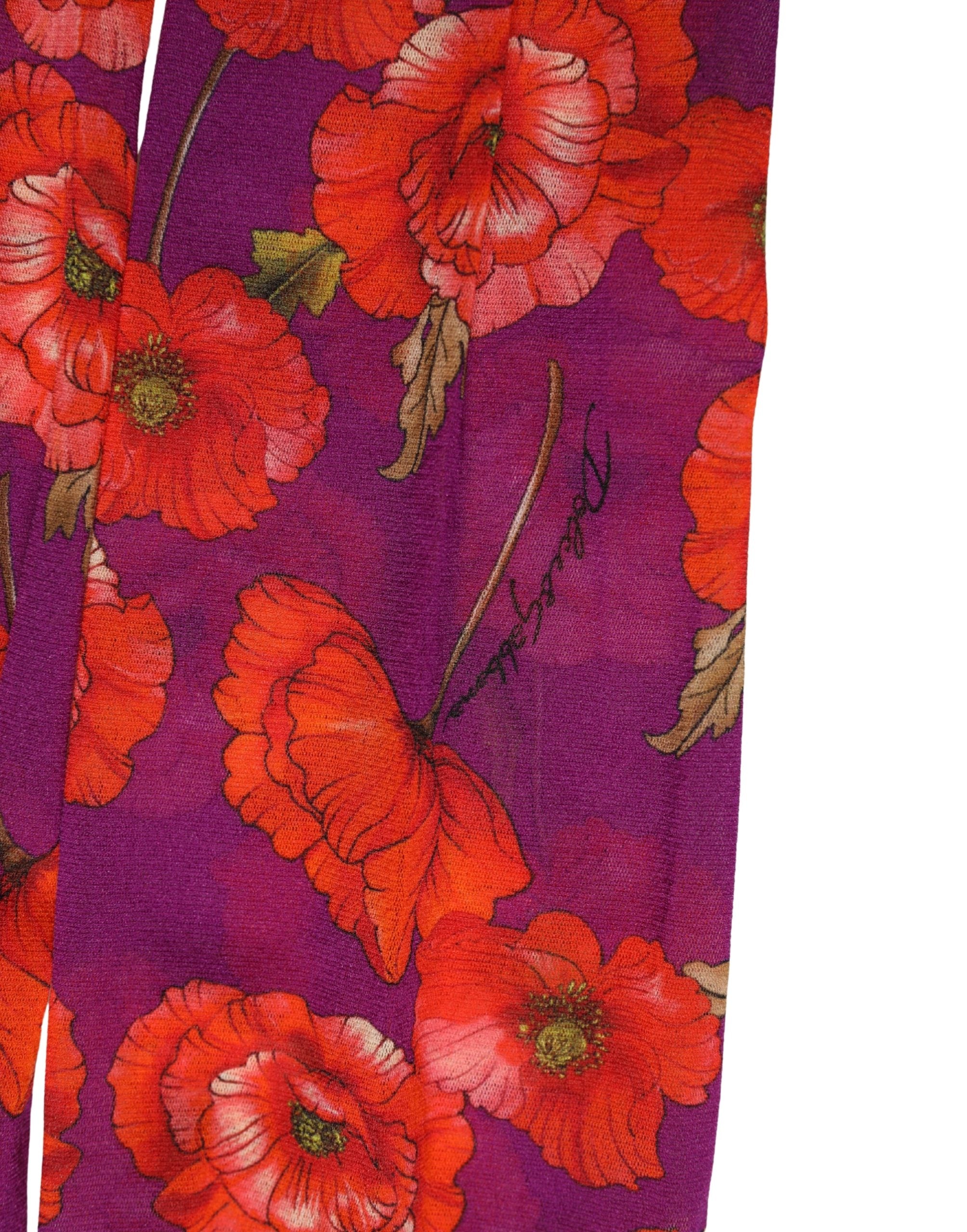 Dolce & Gabbana Purple Nylon Floral Print Tights Stockings Women's Socks