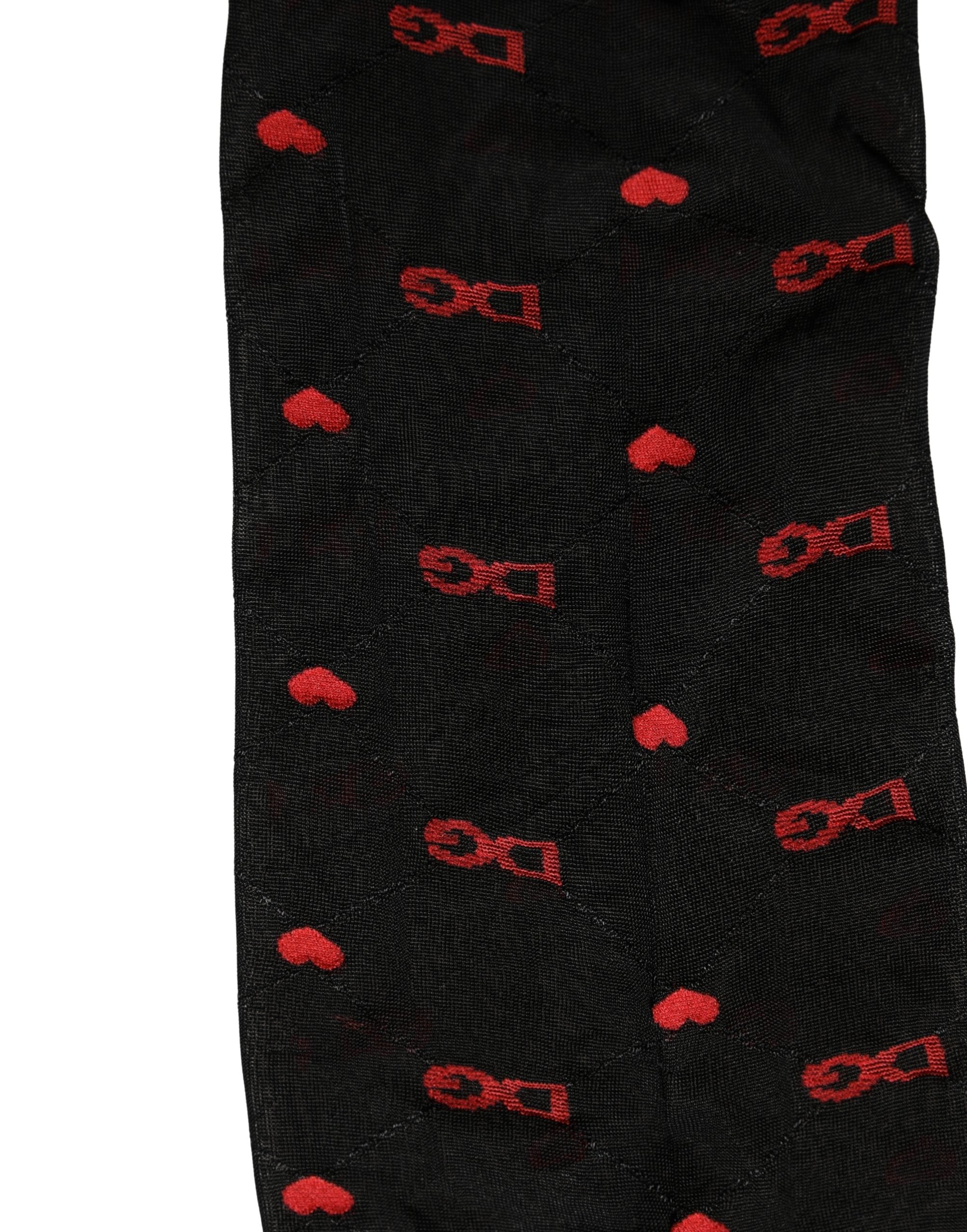 Dolce & Gabbana Black Nylon Hearts Tights Stocking Pantyhose Women's Socks (Pre-Owned)