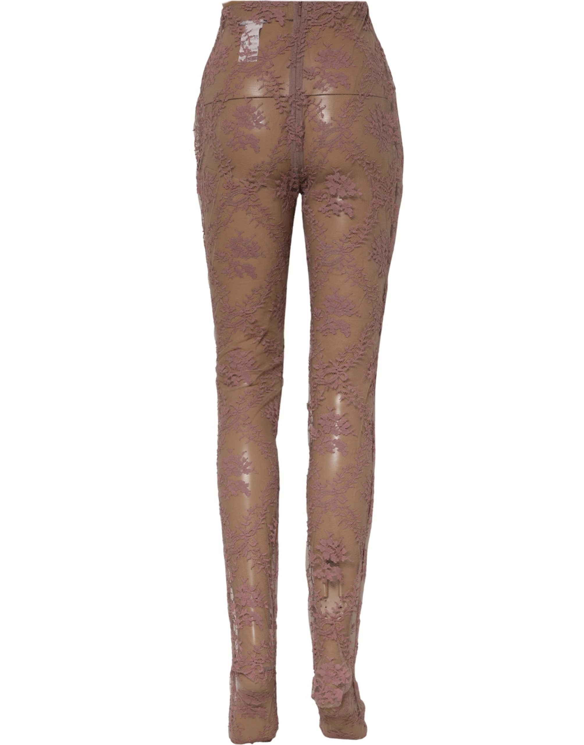 Dolce & Gabbana Pink Floral Lace Tights Stockings Pantyhose Women's Socks (Pre-Owned)