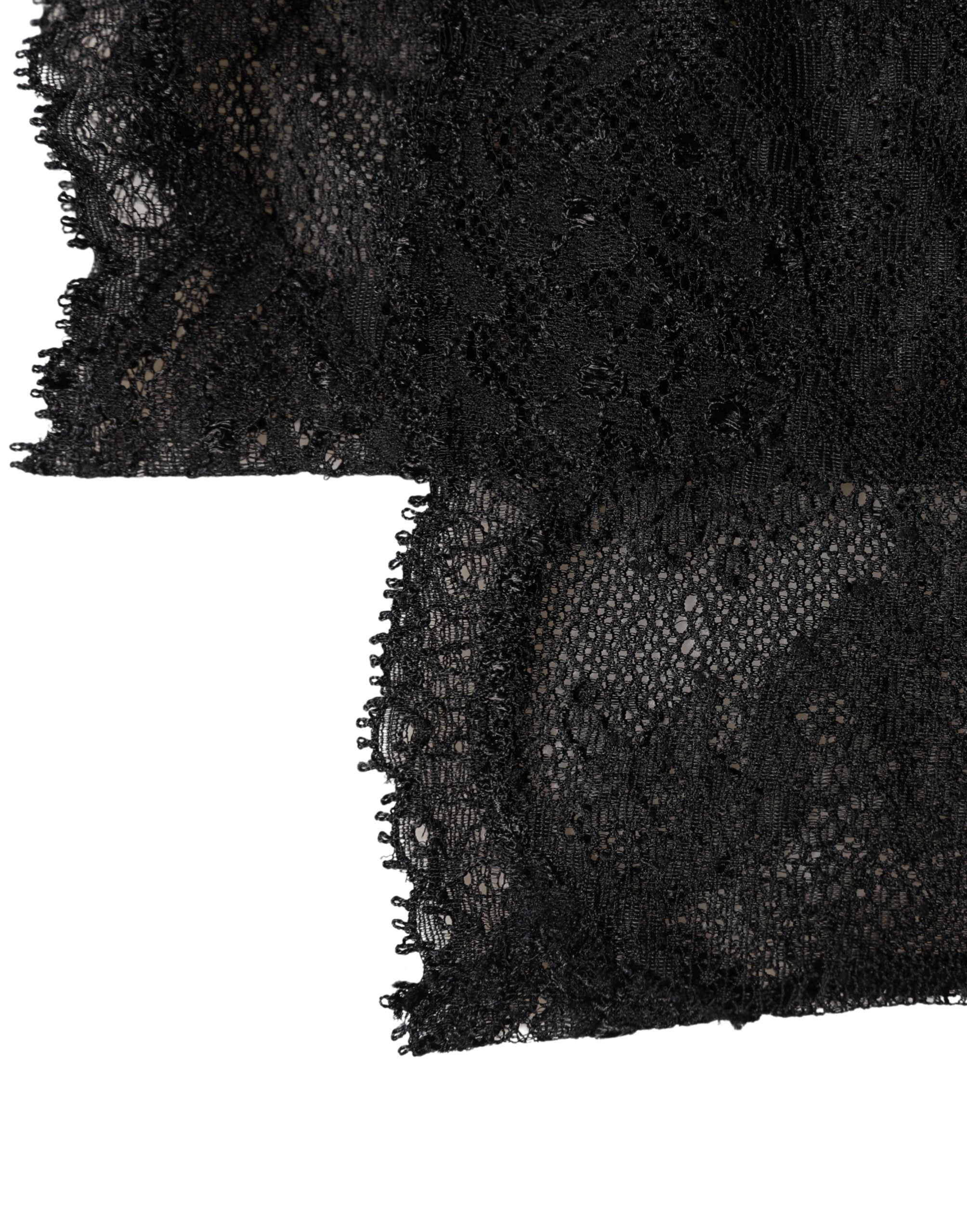 Dolce & Gabbana Black Floral Lace Nylon Stretch Knee High Women's Socks
