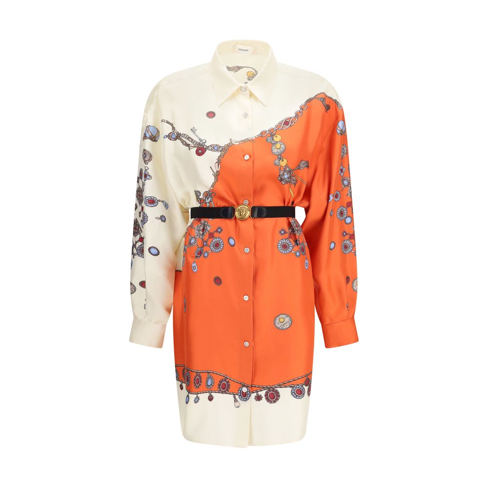 Versace Orange Silk Casual Women's Dress