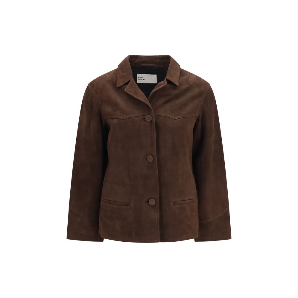 Tory Burch Brown Goatskin Leather Women's Jacket