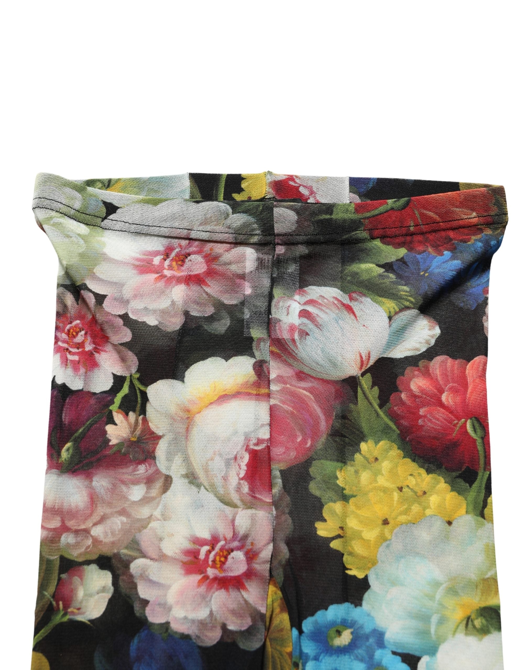 Dolce & Gabbana Black Floral Print Tights Sheer Stockings Women's Socks