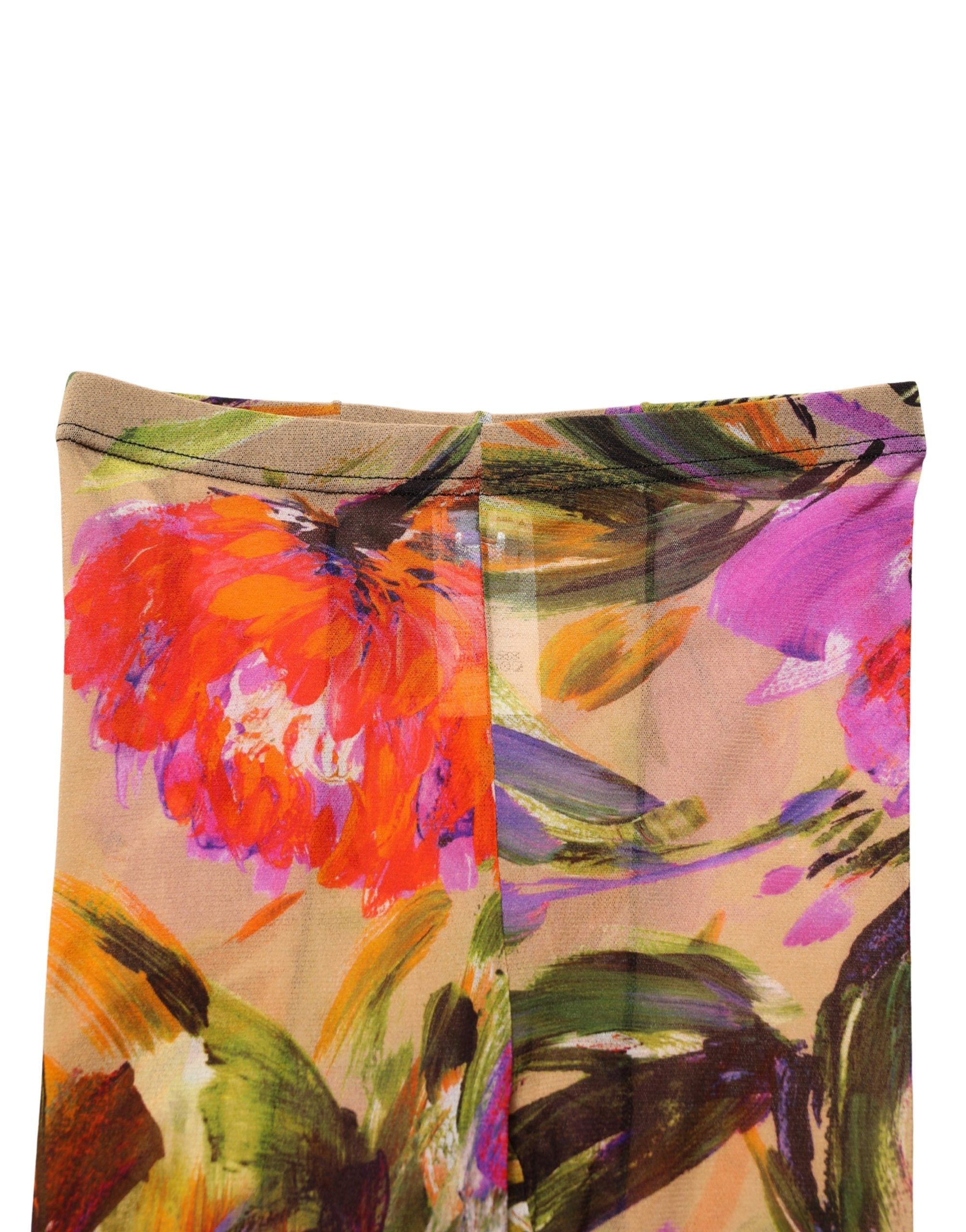 Dolce & Gabbana Beige Floral Print Tights Sheer Stockings Women's Socks