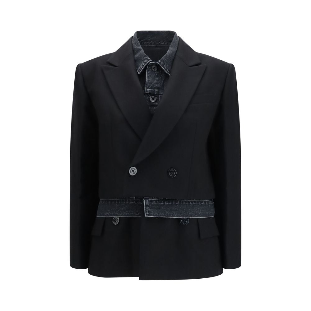 Sacai Black Wool Oves Aries Denim Women's Jacket