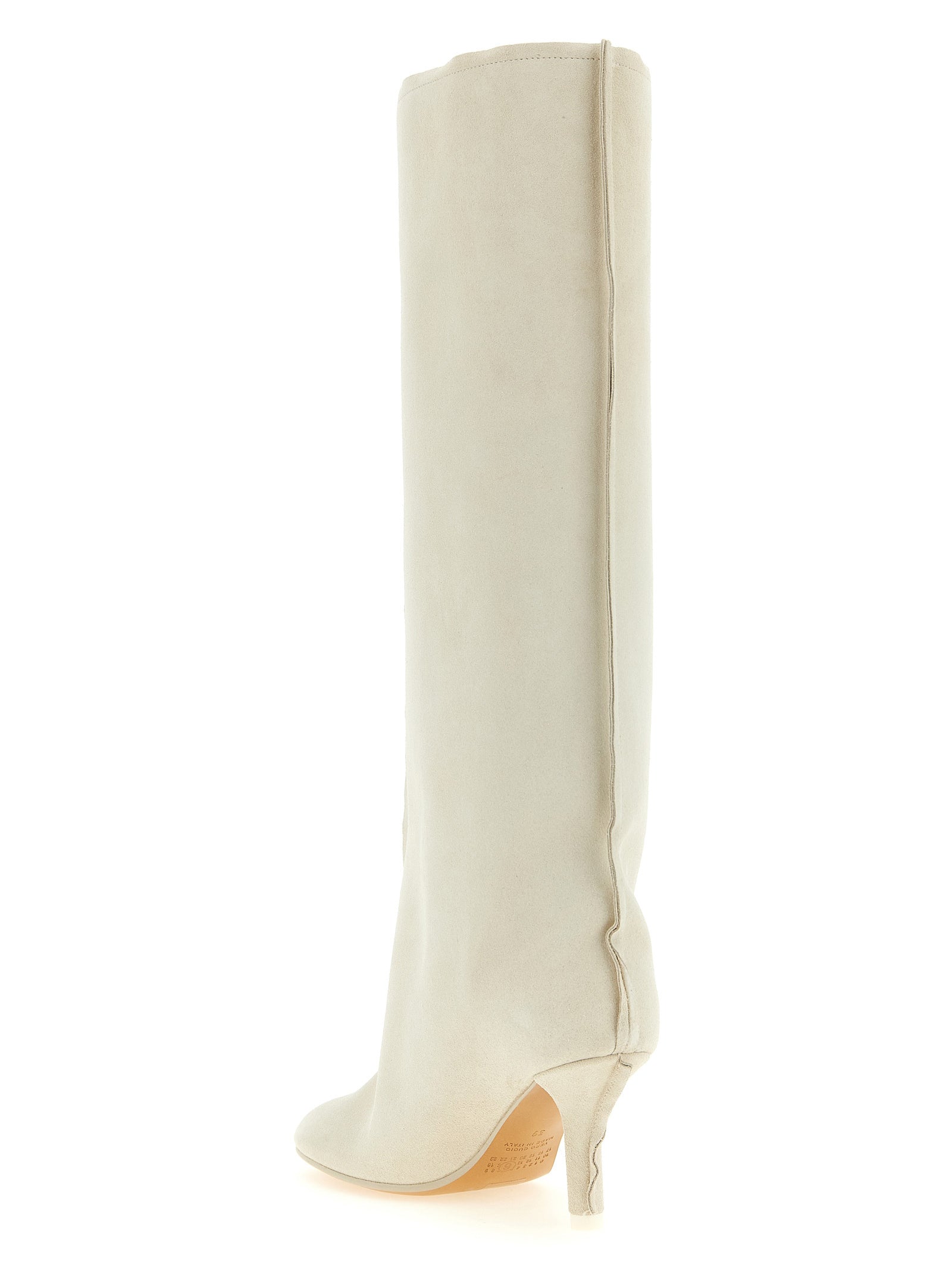 MM6 Maison Margiela White Cowhide Over The Women's Knee