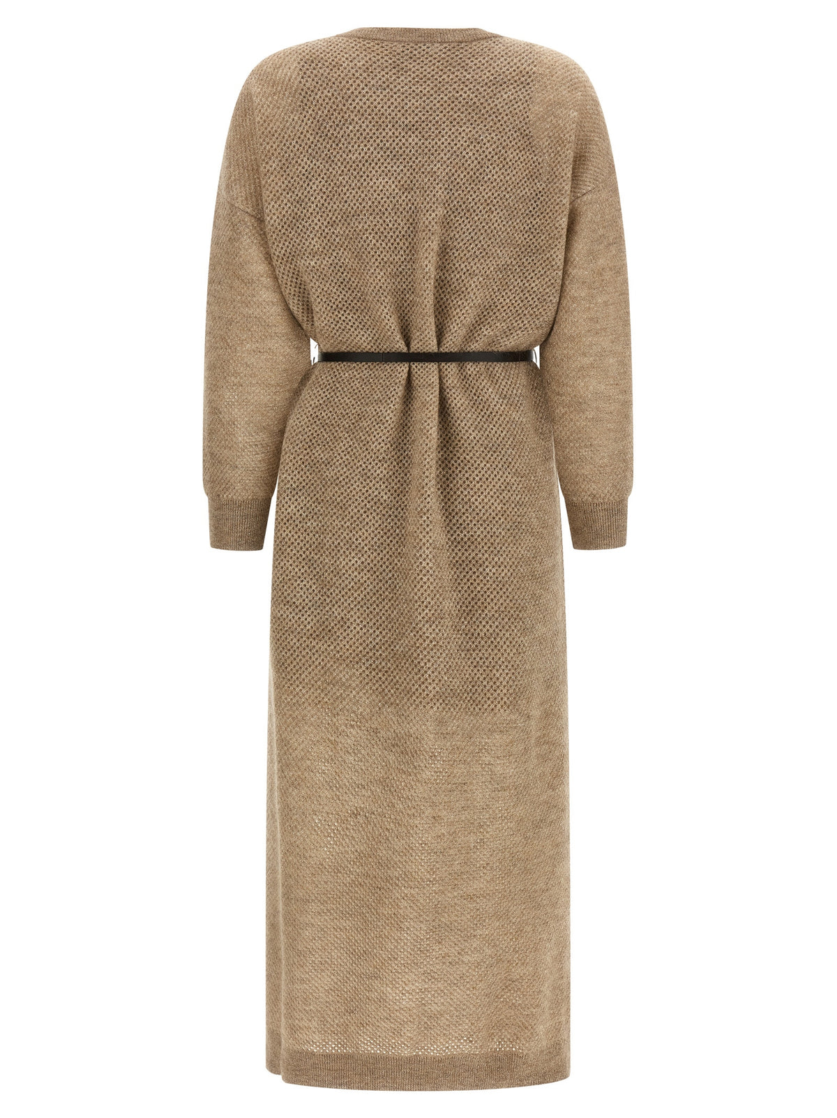 Brunello Cucinelli Beige Wool Midi Women's Dress