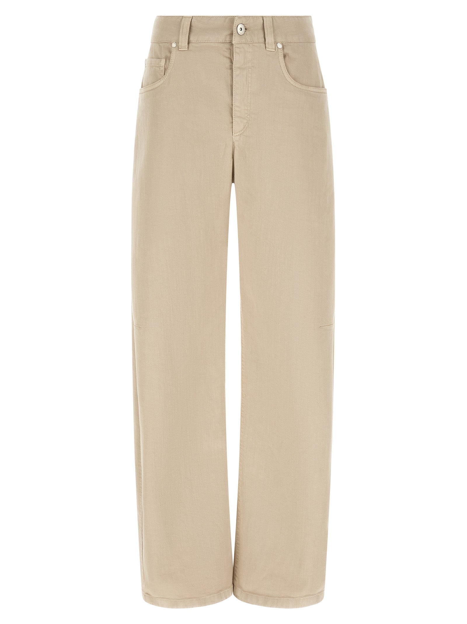 Brunello Cucinelli Beige Cotton Relaxed Fit Women's Jeans