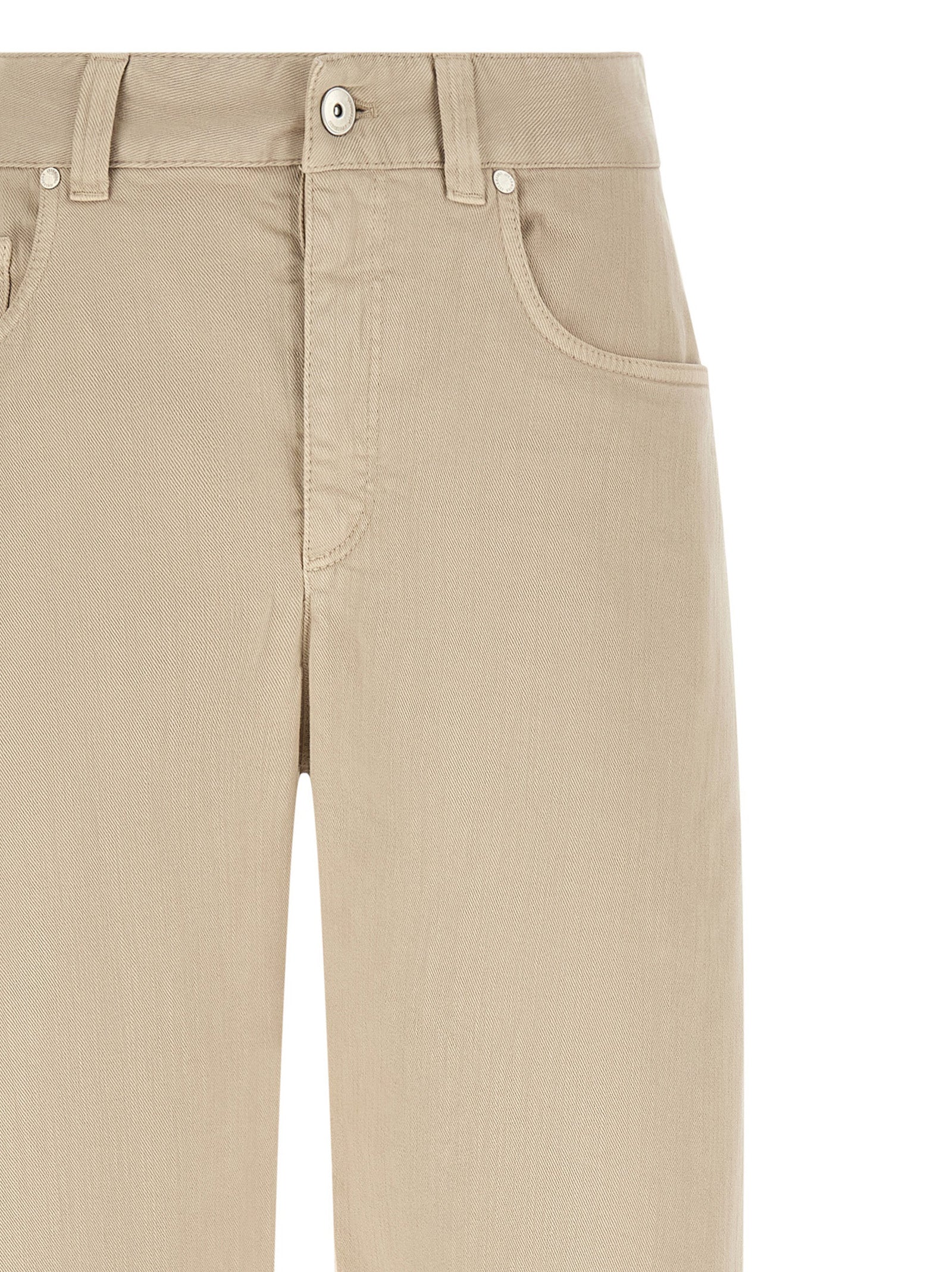Brunello Cucinelli Beige Cotton Relaxed Fit Women's Jeans