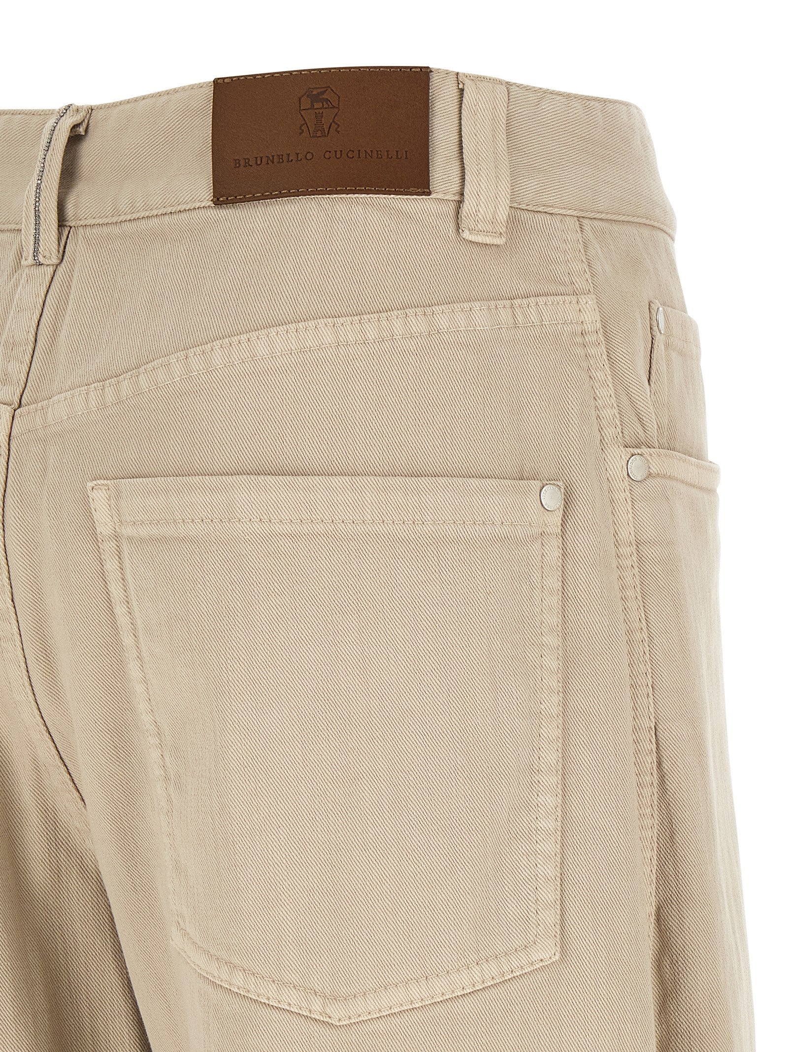 Brunello Cucinelli Beige Cotton Relaxed Fit Women's Jeans