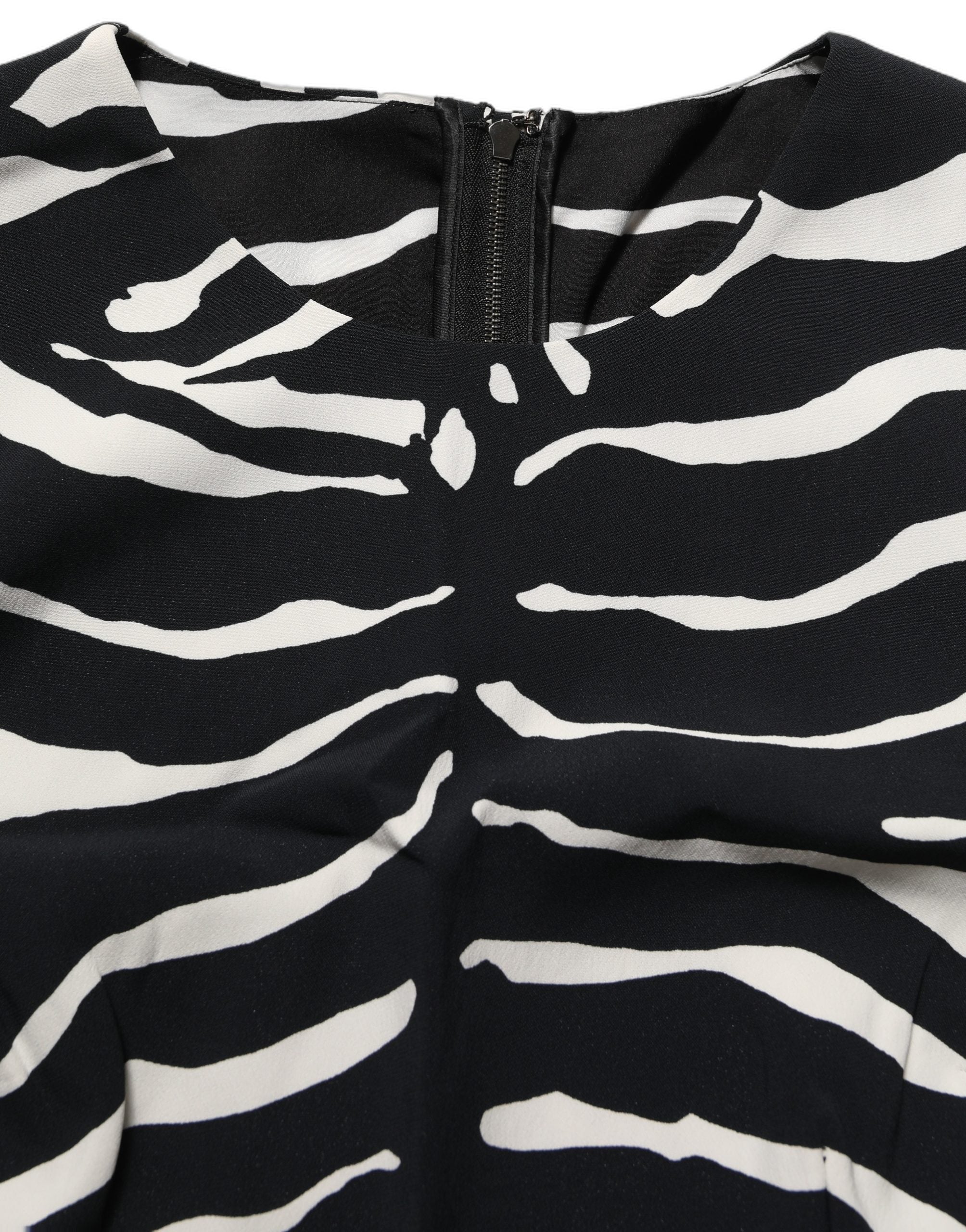 Dolce & Gabbana Black White Zebra Sleeveless Cropped Tank Women's Top