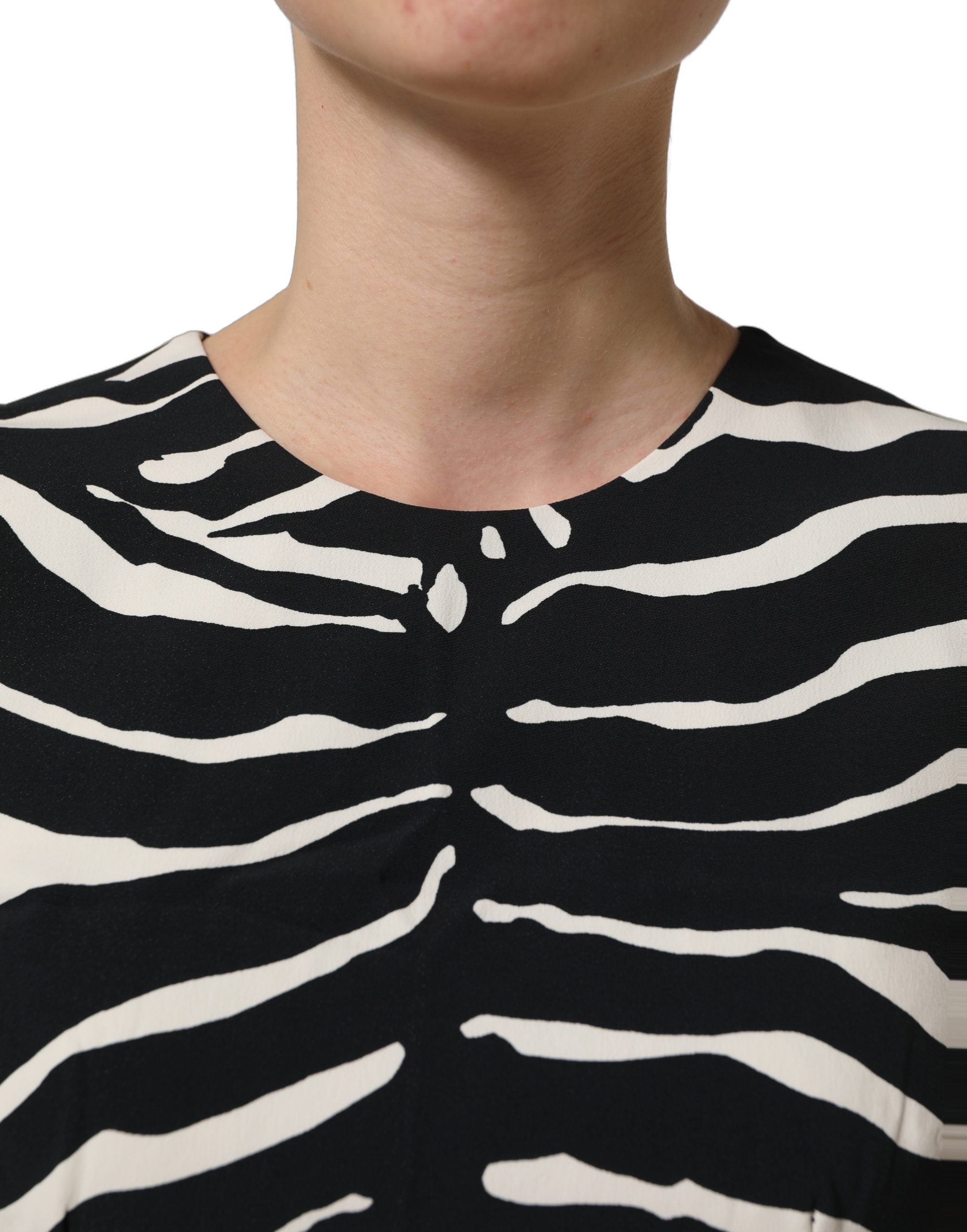 Dolce & Gabbana Black White Zebra Sleeveless Cropped Tank Women's Top