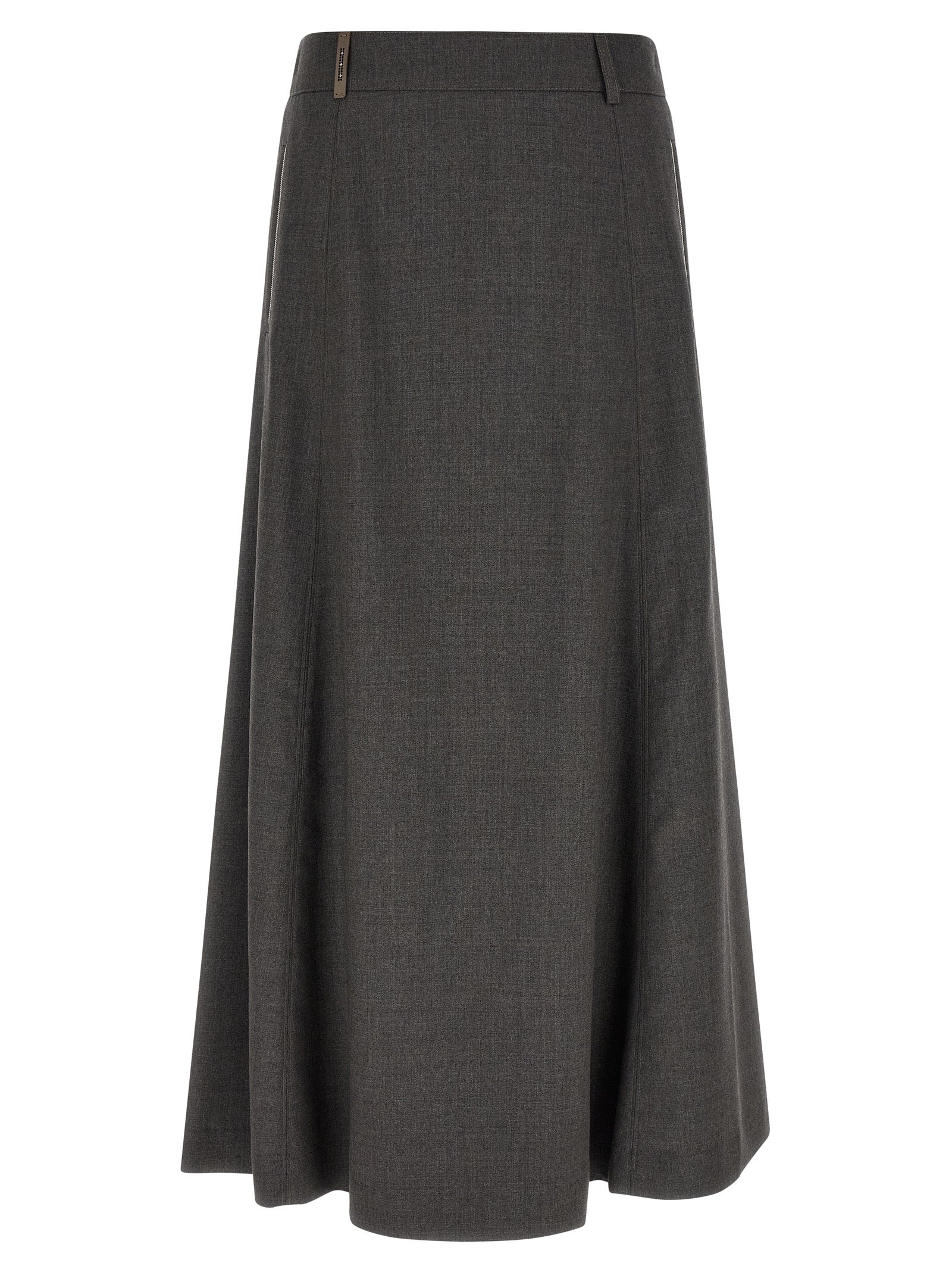 Peserico Gray Virgin Wool Midi Women's Skirt