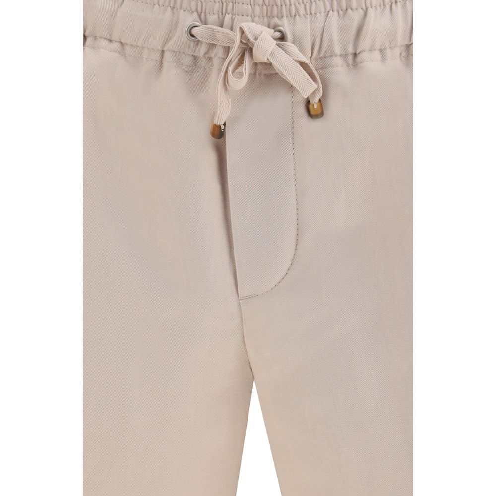 Brunello Cucinelli Beige Linen Bermuda Men's Shorts