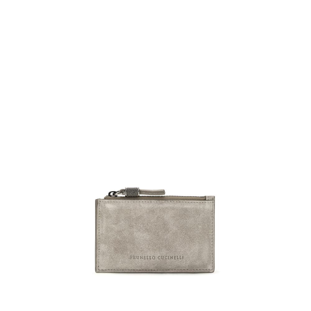 Brunello Cucinelli Gray Calf Leather Bos Taurus Women's Wallet