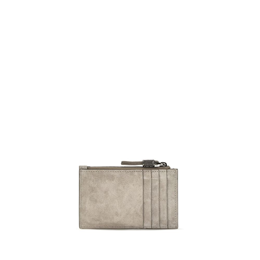 Brunello Cucinelli Gray Calf Leather Bos Taurus Women's Wallet