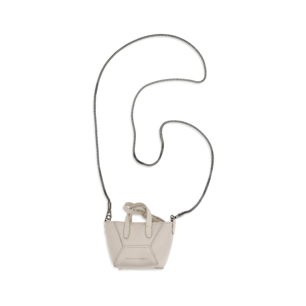 Brunello Cucinelli Beige Calf Leather Bos Taurus Shoulder Women's Bag