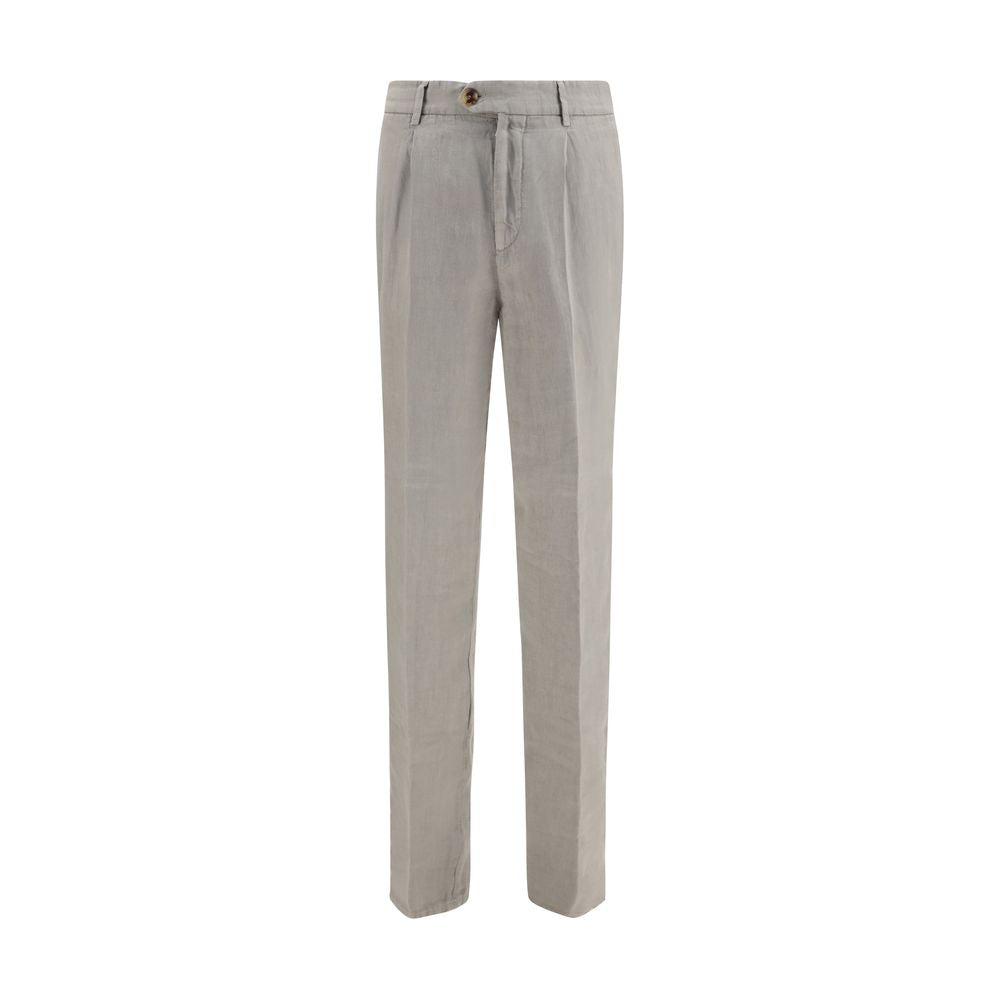 Brunello Cucinelli Gray Linen Casual Men's Pants