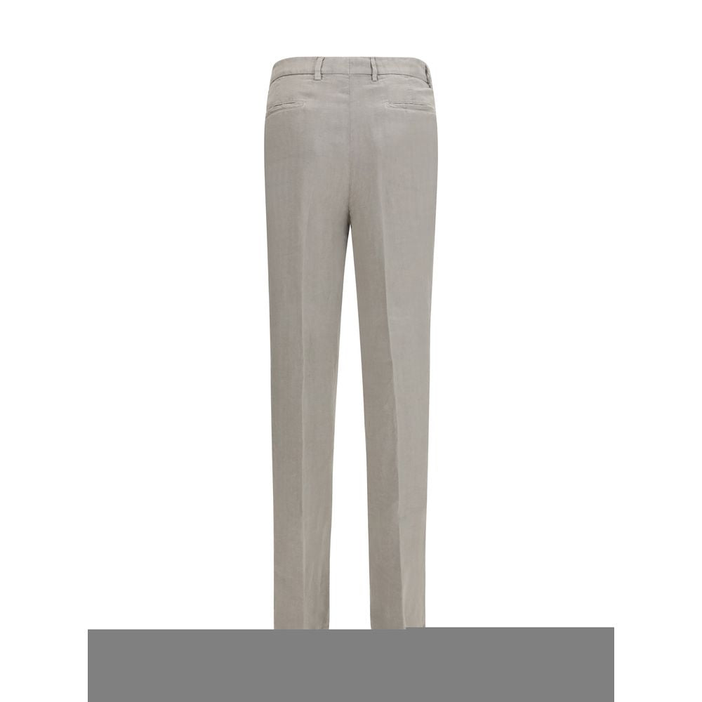 Brunello Cucinelli Gray Linen Casual Men's Pants