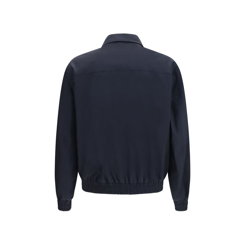 Brunello Cucinelli Blue Silk Biker Men's Jacket