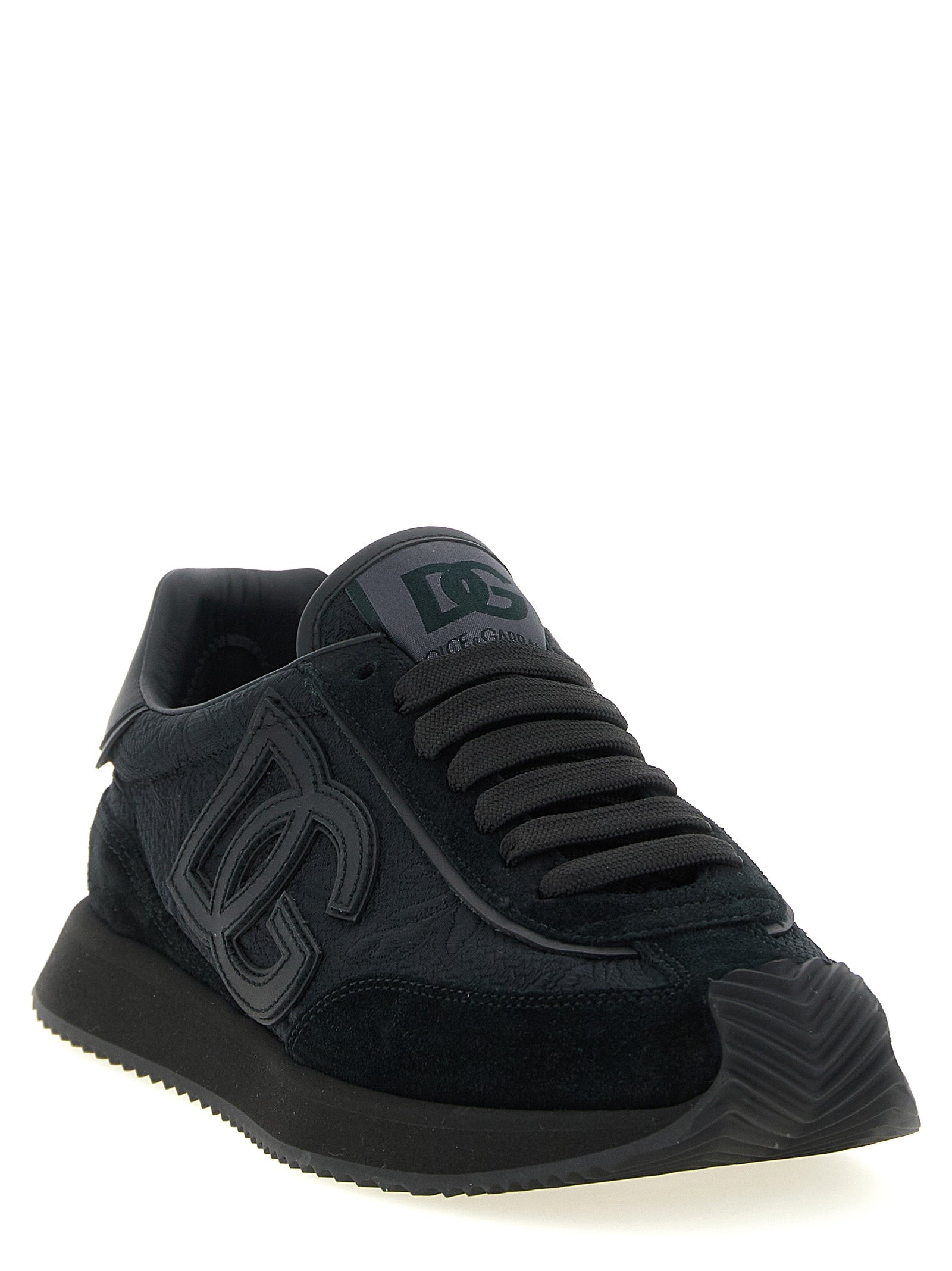 Dolce & Gabbana Black Leather Athletic Women's Sneakers