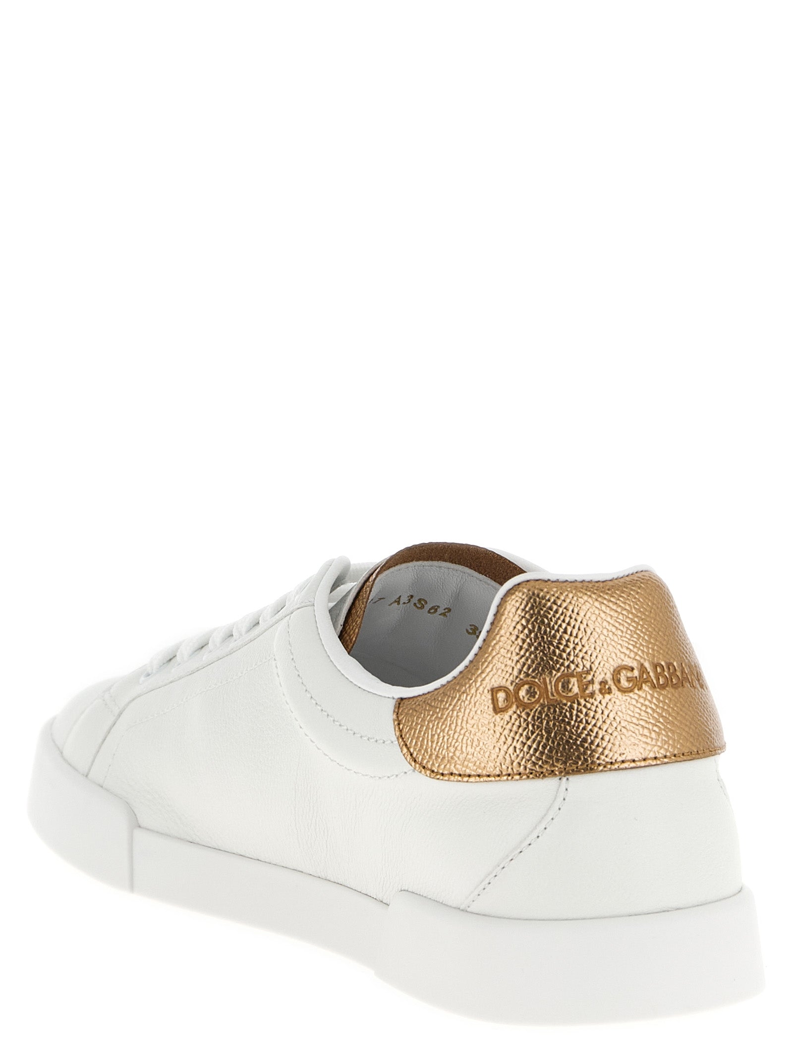 Dolce & Gabbana Gold Calfskin Low Top Women's Sneakers