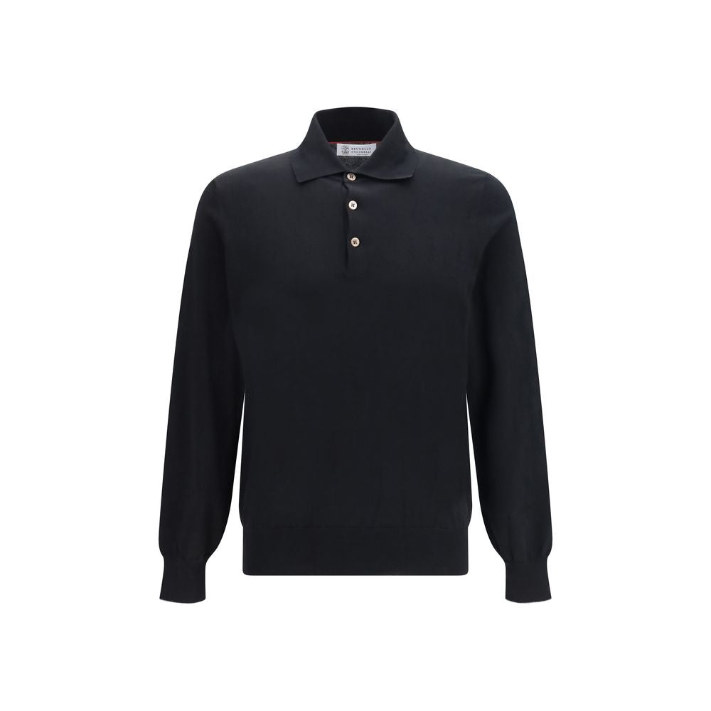 Brunello Cucinelli Black Cotton Polo Men's Shirt