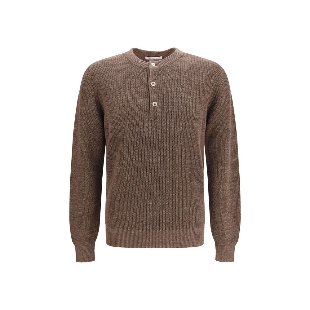 Brunello Cucinelli Brown Linen Men's Sweatshirt
