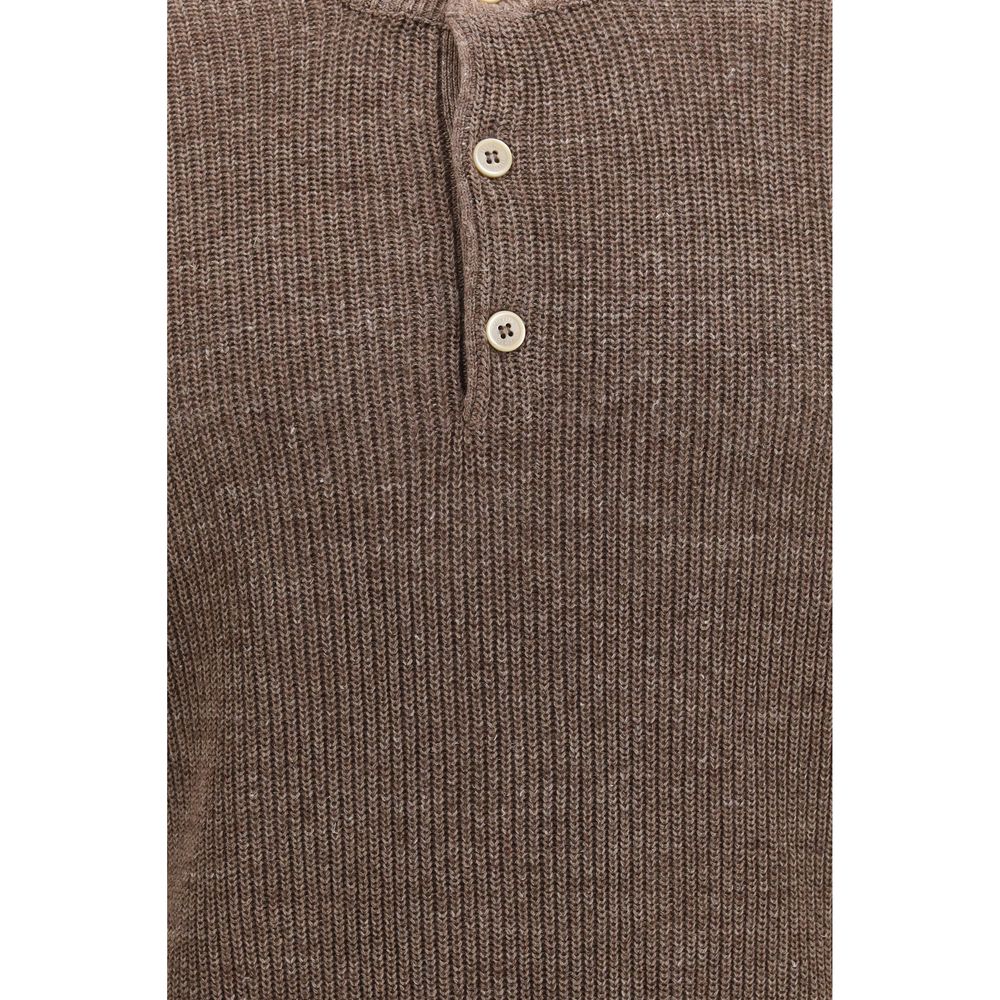 Brunello Cucinelli Brown Linen Men's Sweatshirt