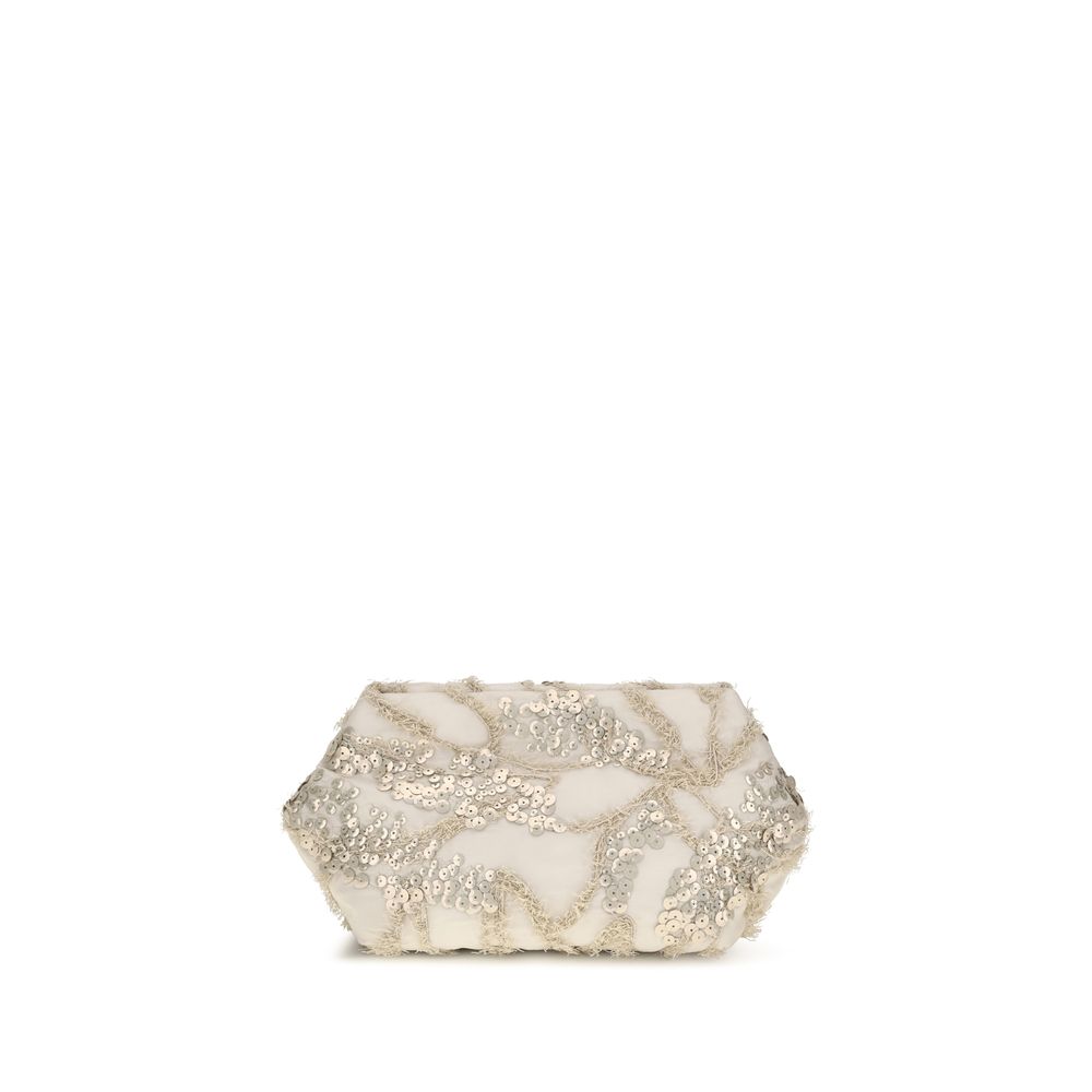 Brunello Cucinelli Beige Silk Clutch Women's Bag