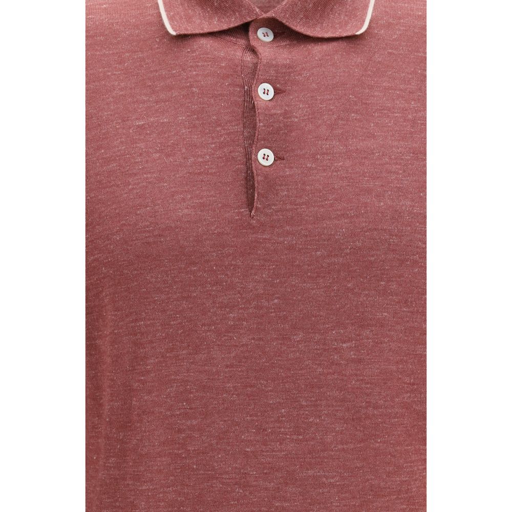 Brunello Cucinelli Bordeaux Cashmere Polo Men's Shirt