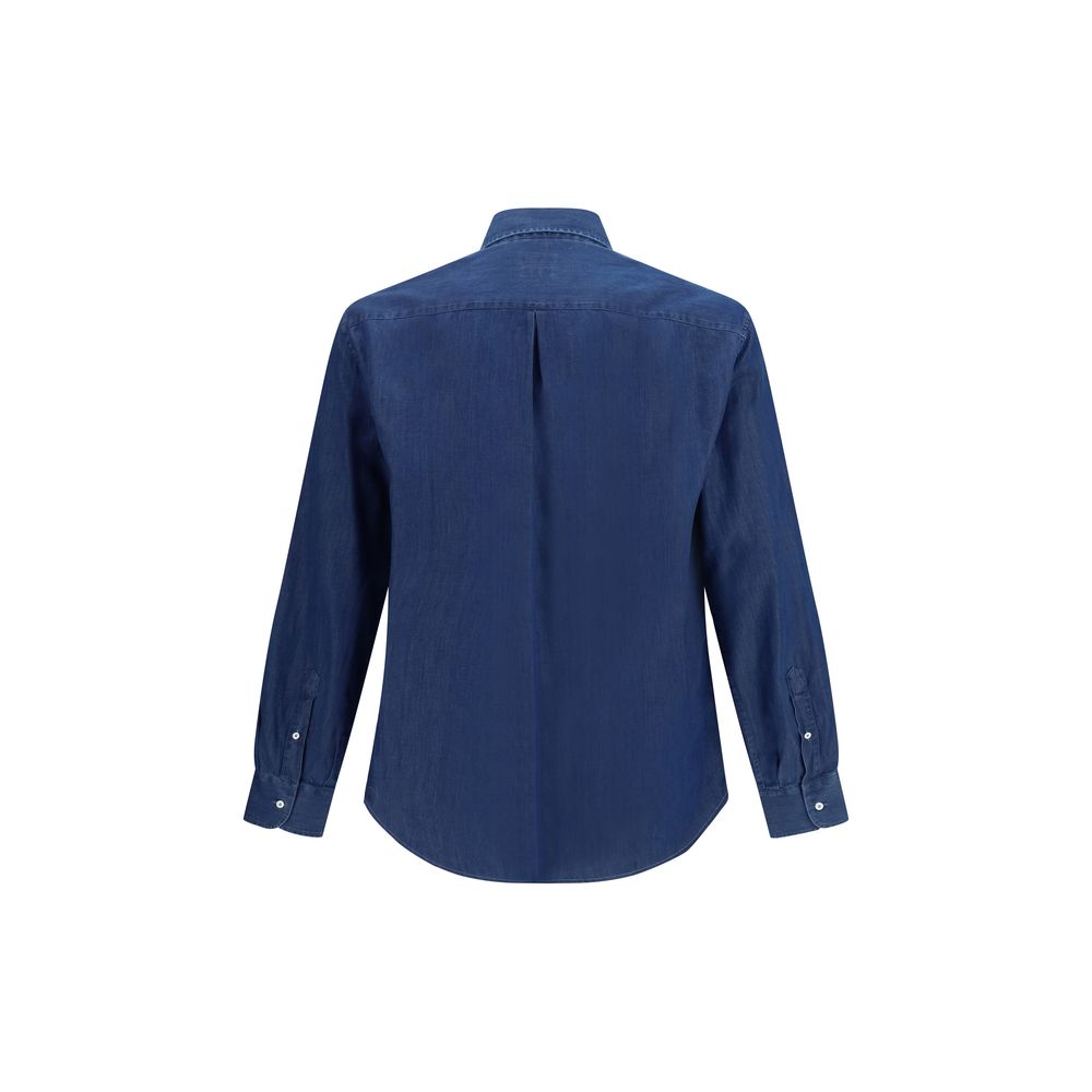 Brunello Cucinelli Blue Denim Men's Shirt