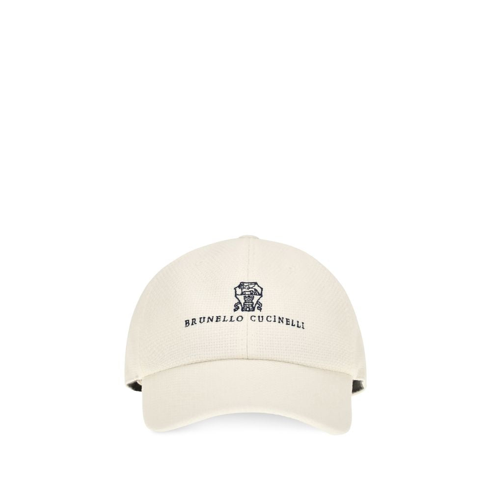 Brunello Cucinelli White Silk Cap (Baseball Men's Hat)
