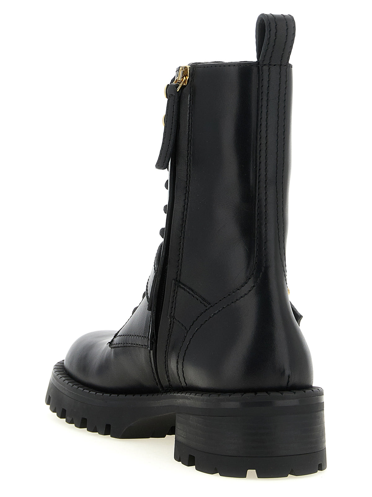 Versace Black Calfskin Lace-Up Women's Boots