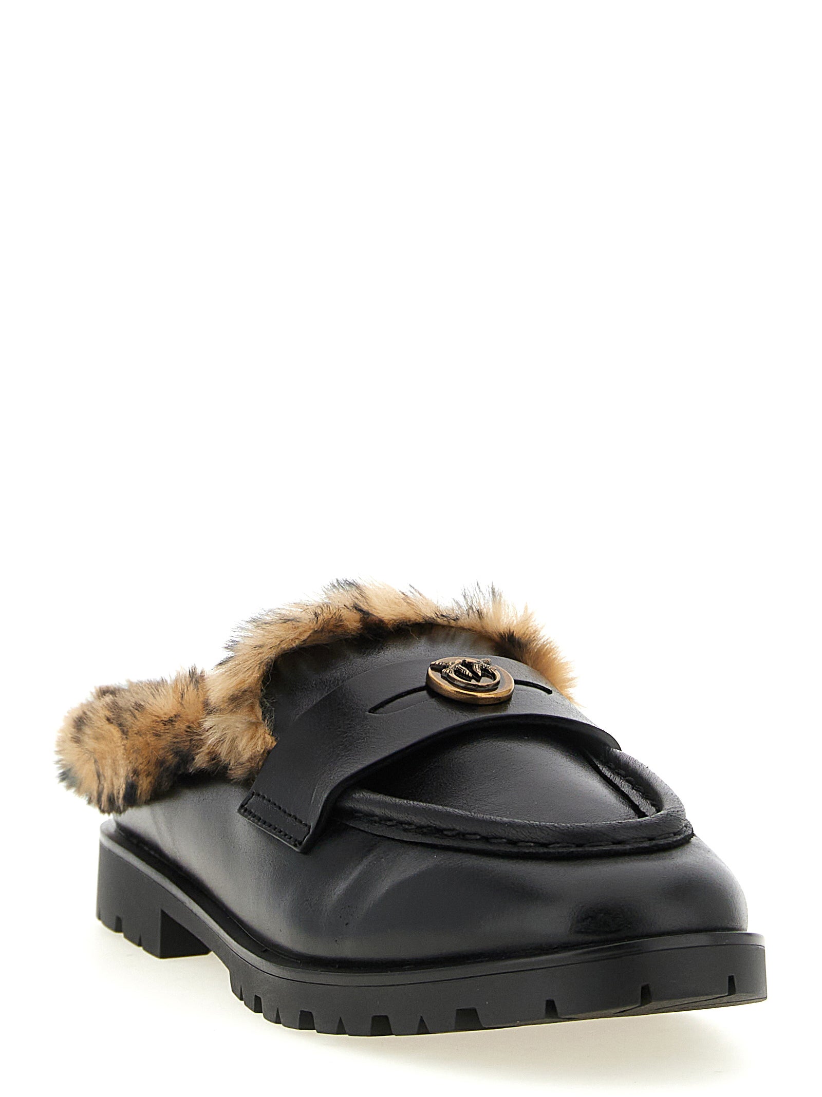 PINKO Black Cowhide Women's Mules