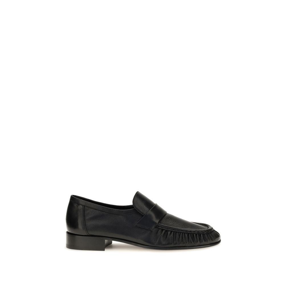 The Row Black Calf Leather Bos Taurus Slip-On Women's Loafers