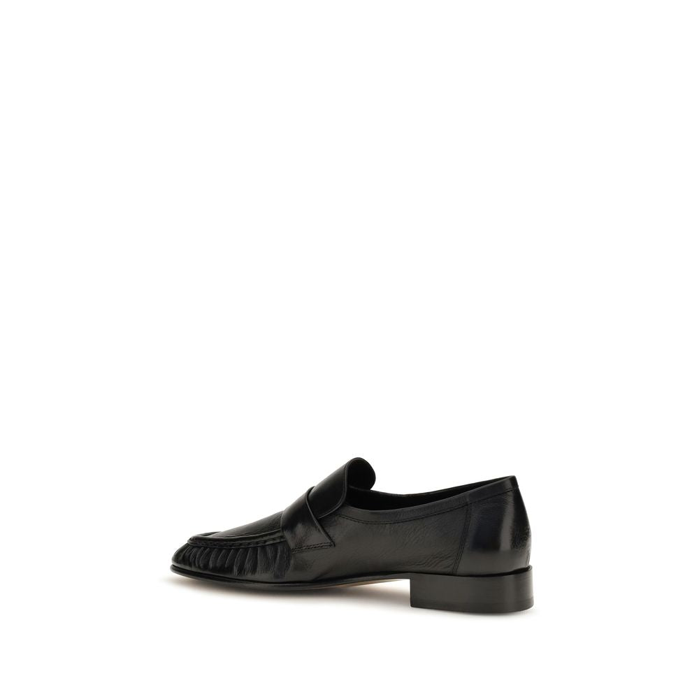 The Row Black Calf Leather Bos Taurus Slip-On Women's Loafers