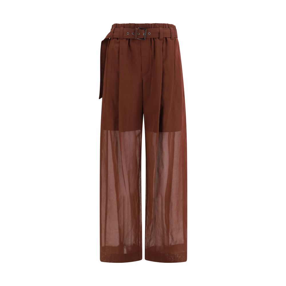 Brunello Cucinelli Brown Cotton Casual Women's Pants