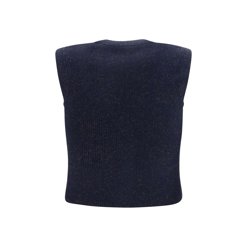 Brunello Cucinelli Blue Cashmere Sleeveles Women's Sweater