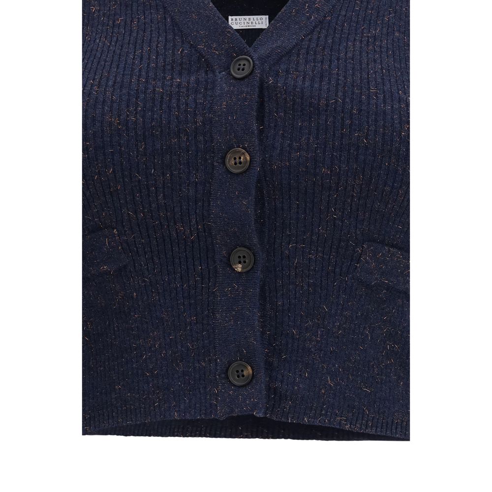 Brunello Cucinelli Blue Cashmere Sleeveles Women's Sweater