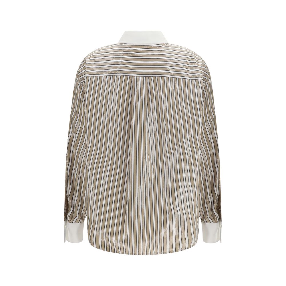 Brunello Cucinelli Beige Cotton Pattern Women's Shirt