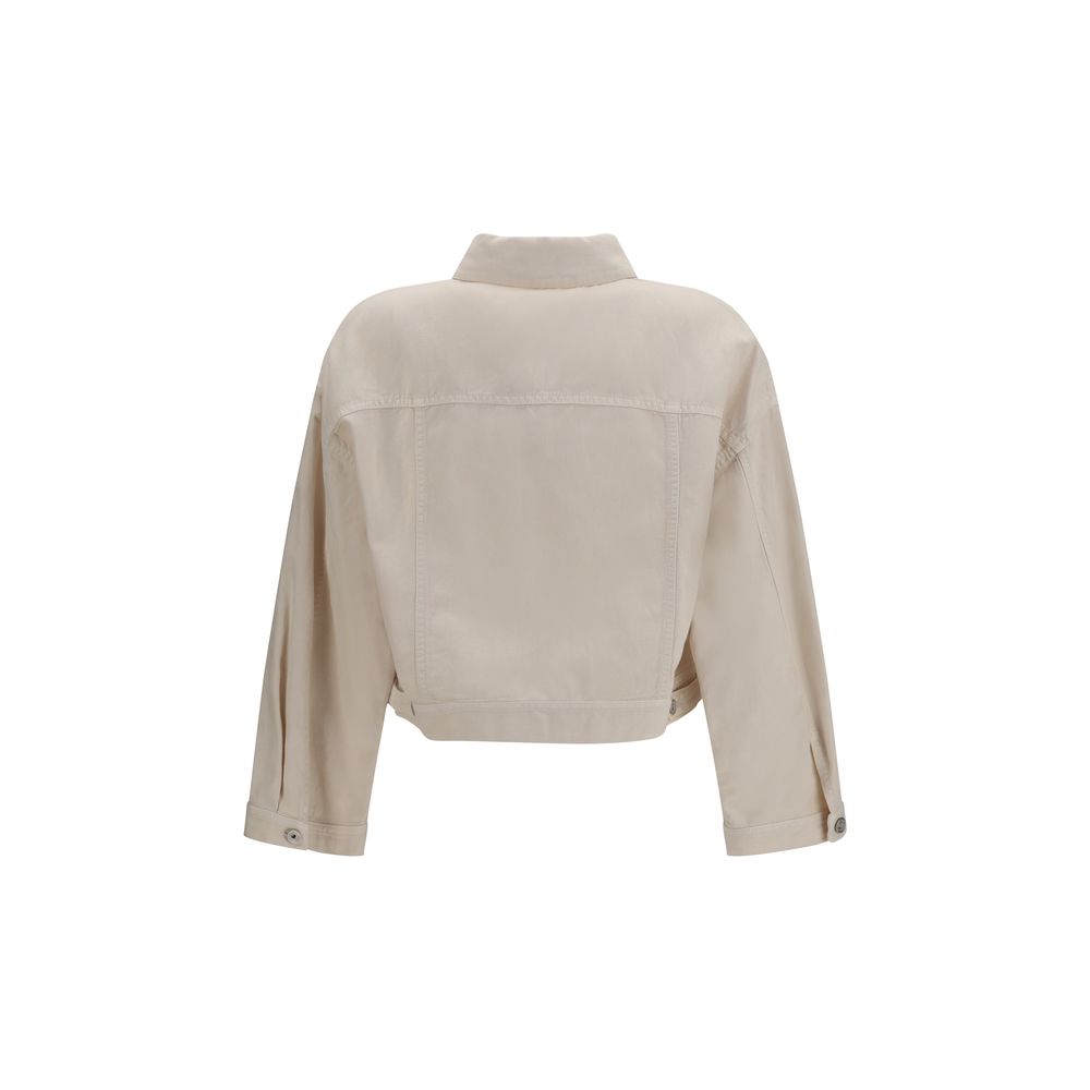 Brunello Cucinelli White Cotton Denim Women's Jacket