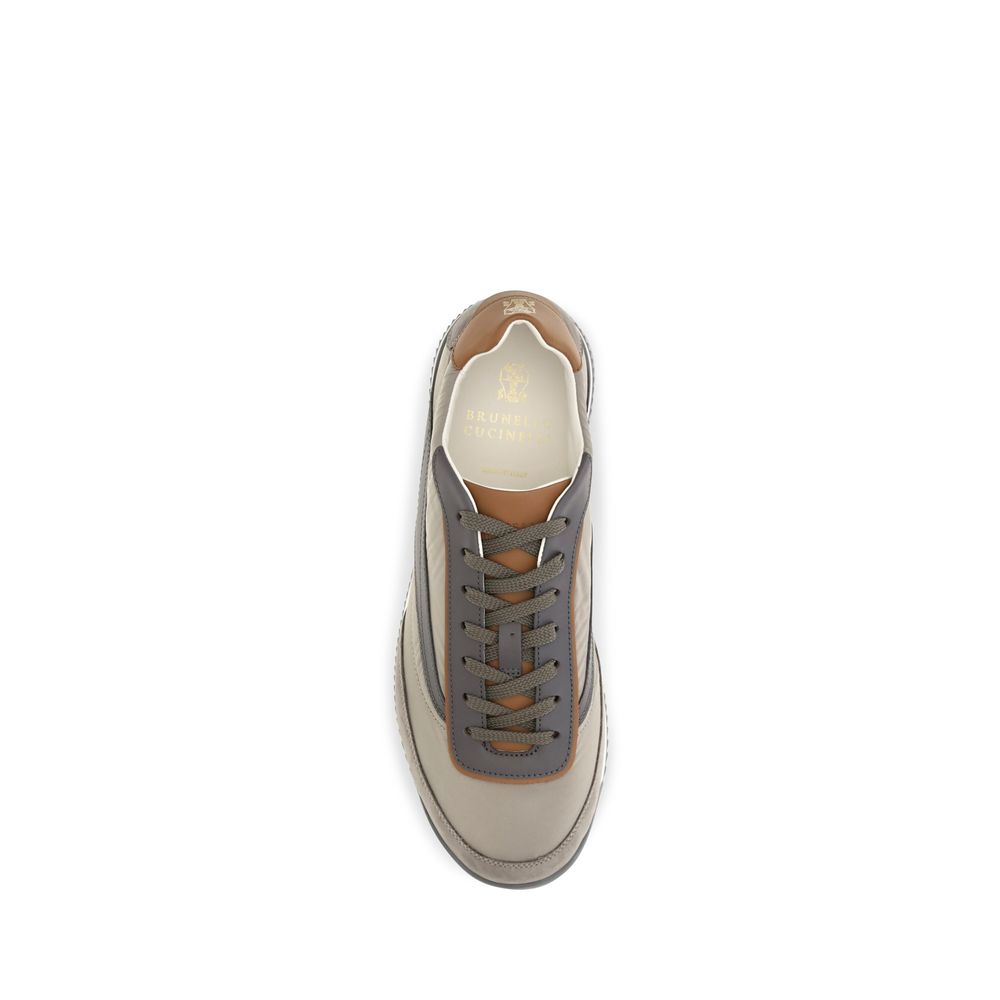 Brunello Cucinelli Beige Suede Leather Men's Sneakers