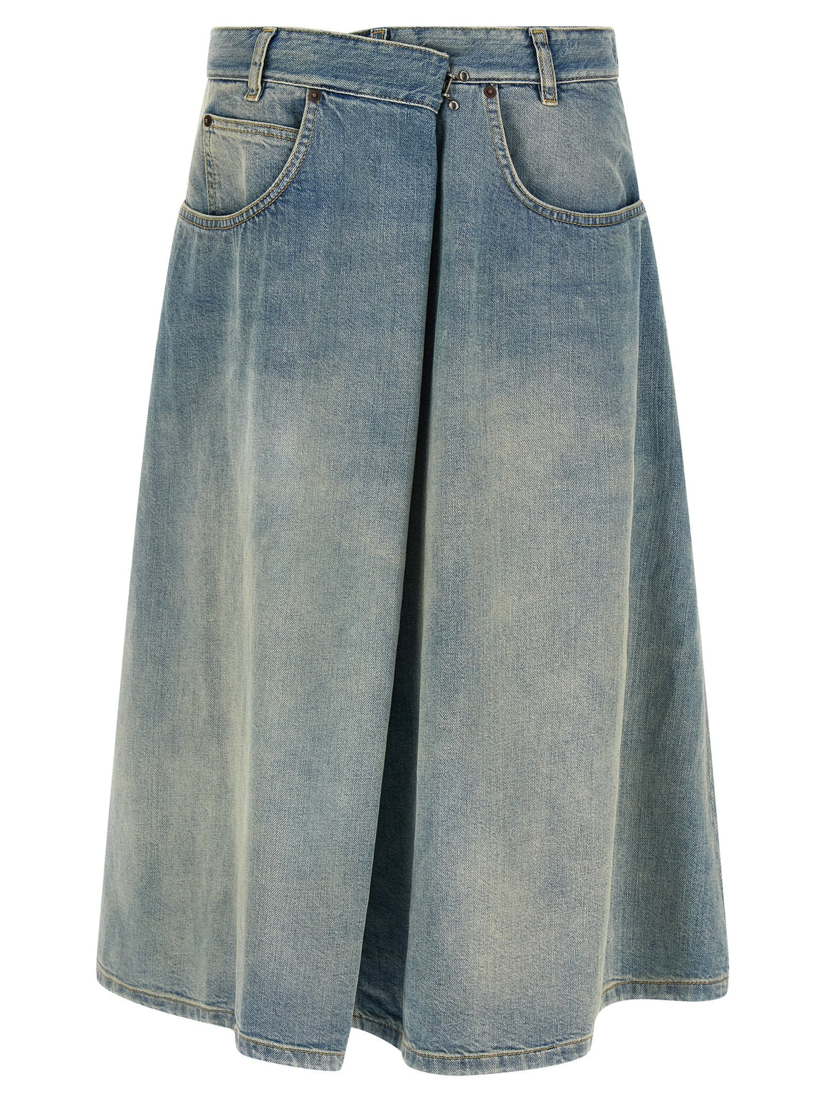 Maison Margiela Blue Cotton Midi Women's Skirt